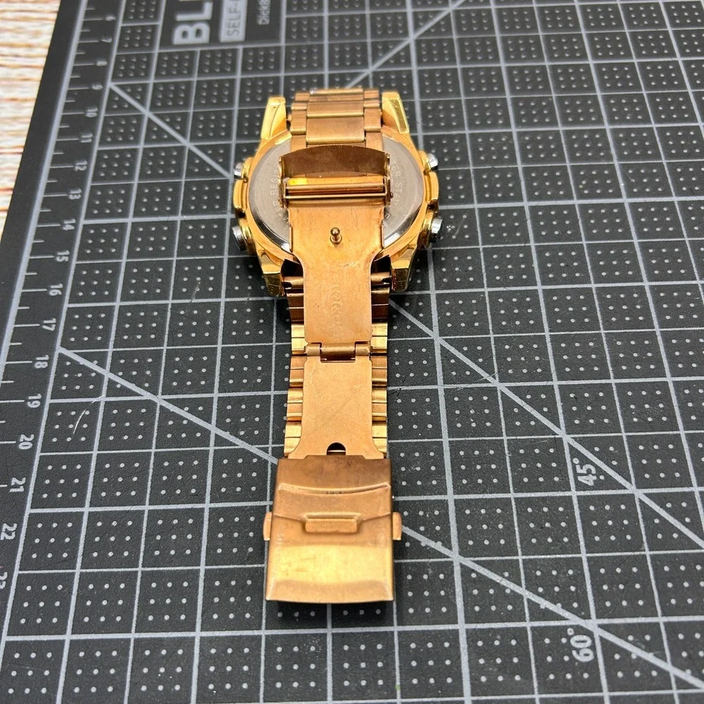 Sky Marine Digital‎ Watch Gold Tone Stainless Steel Tested Working